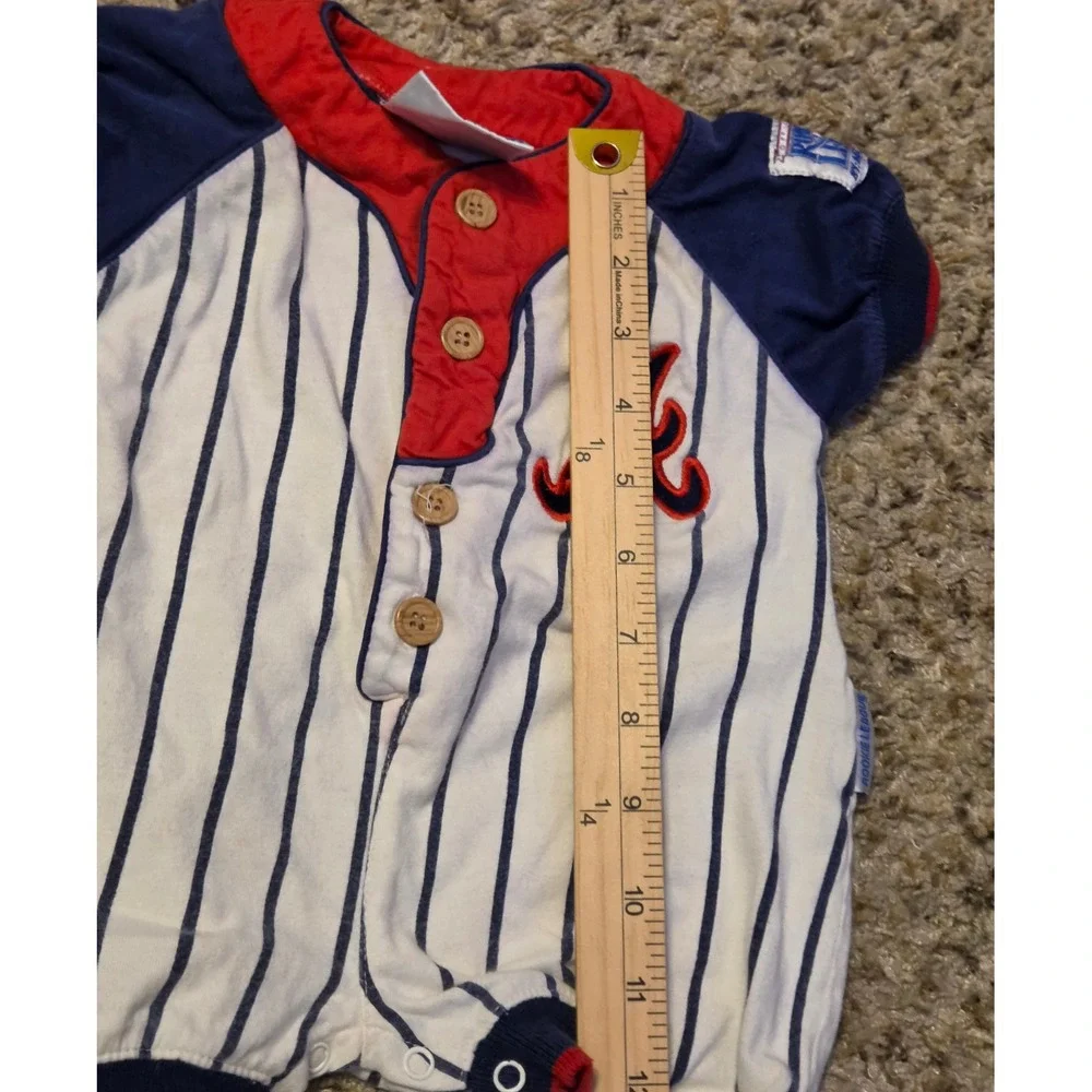 Vtg Rookie League Atlanta Braves Bodysuit Hat Set Baby Size 3-6M White Red Blue